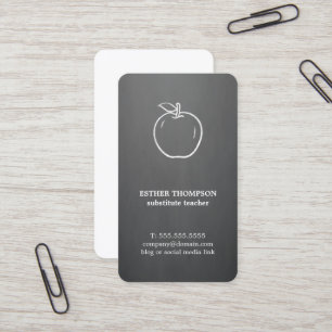 Minimal Elegant Grått White Apple Teacher Visitkort