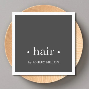 Minimal Elegant Grått White Hairstylist Fyrkantigt Visitkort
