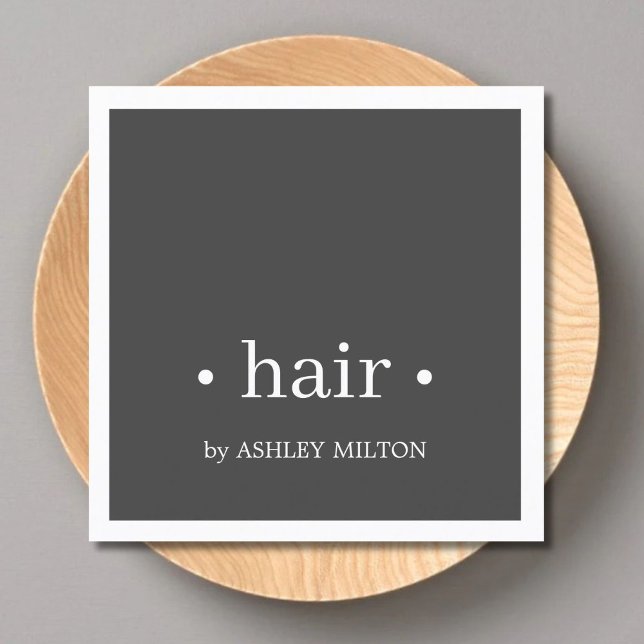Minimal Elegant Grått White Hairstylist Fyrkantigt Visitkort (Skapare uppladdad)