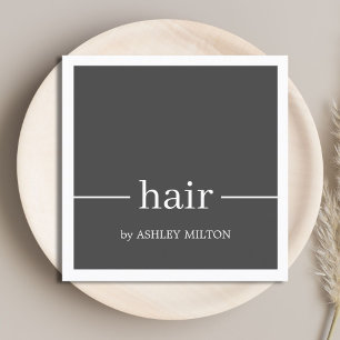 Minimal Elegant Grått White Hairstylist Fyrkantigt Visitkort