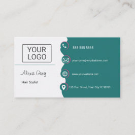 Minimal Elegant Green Pink Hair Stylist  Visitkort