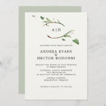 Minimal Elegant Greenery Monogram Bröllop