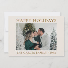 Minimal Elegant Guld och Cream Photo Julkort