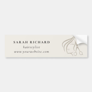 Minimal Elegant Hairstylist Ivory Hair Scissor Bildekal