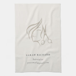 Minimal Elegant Hairstylist Ivory Hair Scissor Kökshandduk