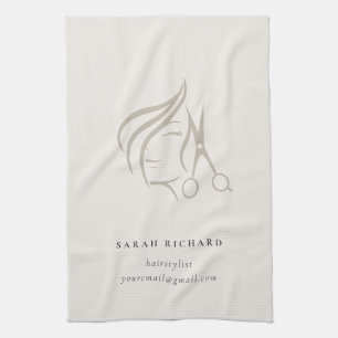 Minimal Elegant Hairstylist Ivory Hair Scissor Kökshandduk