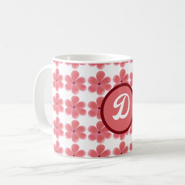 minimal elegant i monogram orange Botaniskt mönste Kaffemugg (Framsida vänster)