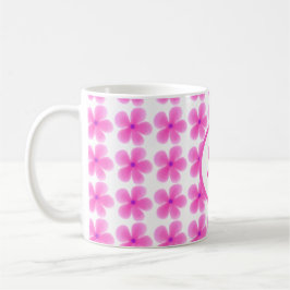 minimal elegant i monogram rosa i Botaniska mönste Kaffemugg