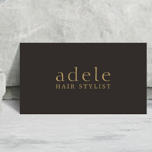 Minimal Elegant Ivory Black Golden Hair Stylist Visitkort