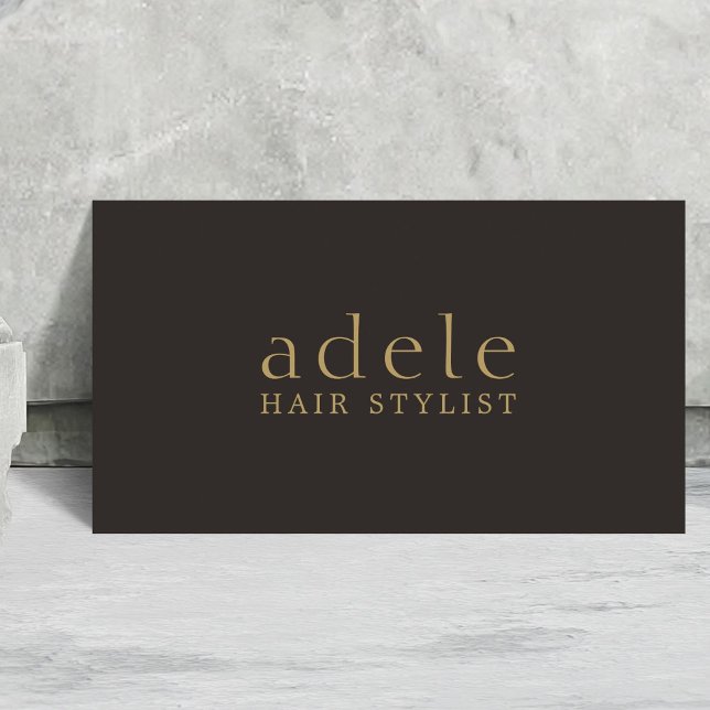 Minimal Elegant Ivory Black Golden Hair Stylist Visitkort (Skapare uppladdad)
