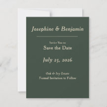 Minimal Elegant Jägare Grön Spara Datum Kort