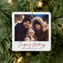 Minimal Elegant Julfamilj Foto Ornament