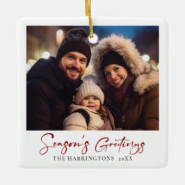 Minimal Elegant Julfamilj Foto Ornament