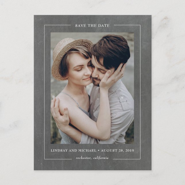 Minimal Elegant-kalkylpanel Spara datumfoto Meddelande Vykort (Framsida)