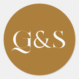 Minimal Elegant Kalligrafi Bröllop Monogram Runt Klistermärke