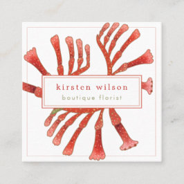 Minimal, Elegant Kangaroo Tass Flowers Square Busi Fyrkantigt Visitkort