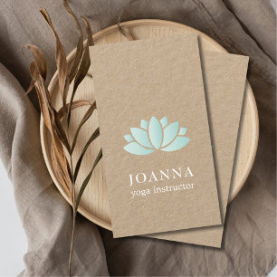 Minimal Elegant Kraft Blue Lotus Yoga Visitkort