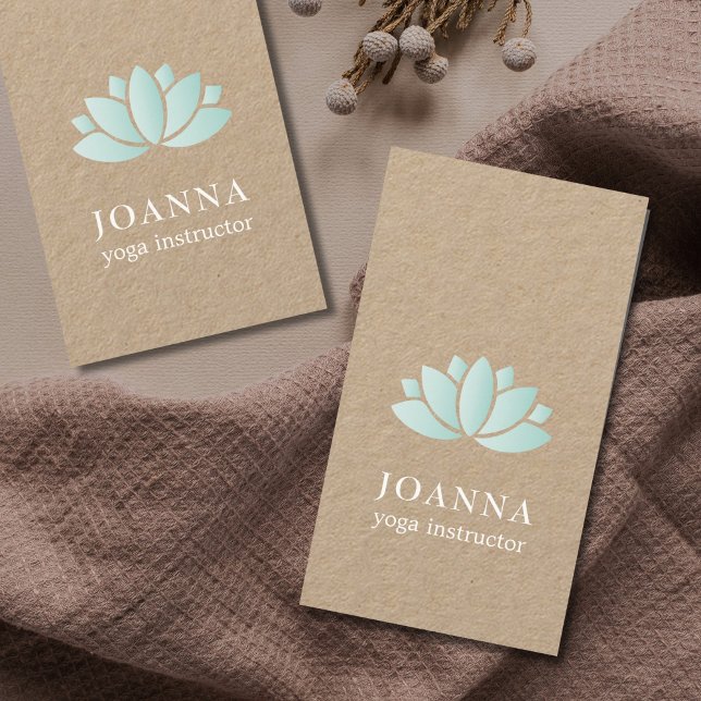 Minimal Elegant Kraft Blue Lotus Yoga Visitkort (Skapare uppladdad)