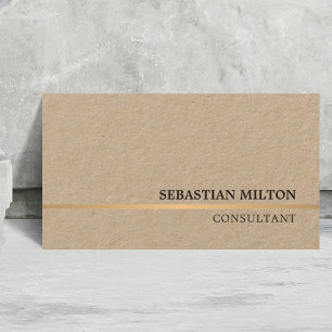Minimal Elegant Kraft Faux Guld Line Consultant Visitkort