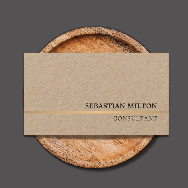 Minimal Elegant Kraft Faux Guld Line Consultant Visitkort (Skapare uppladdad)