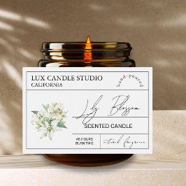 Minimal Elegant Lily Candle Burk-etikett Mat Etiketter