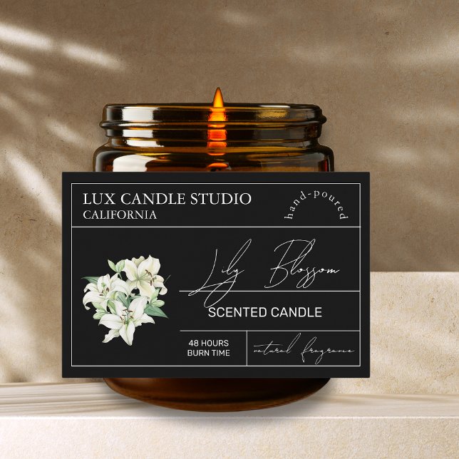 Minimal Elegant Lily Candle Burk-etikett Mat Etiketter (Skapare uppladdad)