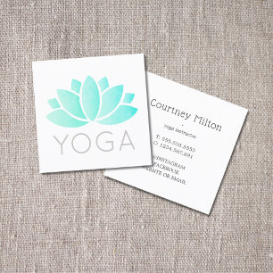 Minimal Elegant Lotus Icon Clean White Fyrkantigt Visitkort
