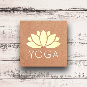 Minimal Elegant Lotus Icon tryckt Kraft Yoga Fyrkantigt Visitkort