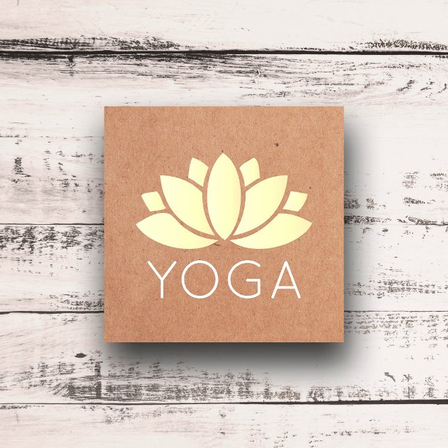 Minimal Elegant Lotus Icon tryckt Kraft Yoga Fyrkantigt Visitkort (Skapare uppladdad)