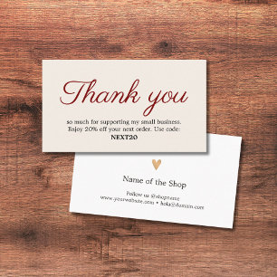 Minimal Elegant Luxury White Red Shop Coupon Tack Rabattkort