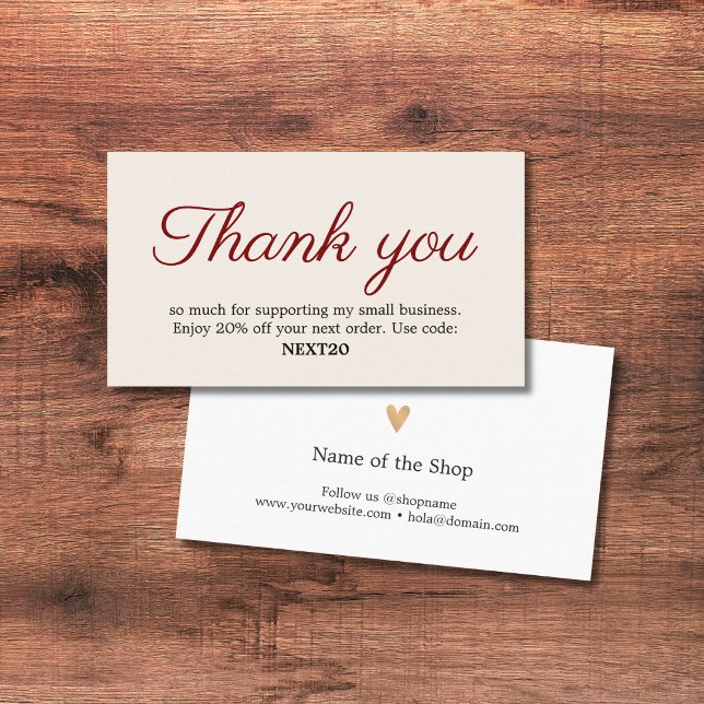 Minimal Elegant Luxury White Red Shop Coupon Tack Rabattkort (Skapare uppladdad)