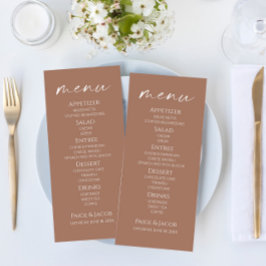 Minimal Elegant Mocha Mousse Bröllop Food Menu Meny
