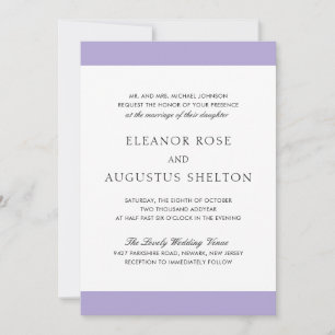 Minimal Elegant Modern Digital Lavender Bröllop Inbjudningar