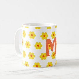 minimal elegant, modernt daisy monogram kaffemugg