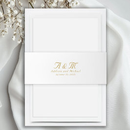 Minimal, Elegant, Monogram Belly Band Band För Inbjudningskort
