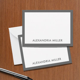 Minimal Elegant Monogram Namn White Grått Anteckningskort