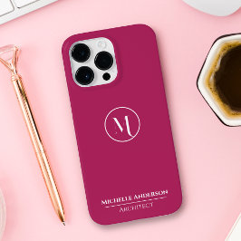 Minimal Elegant Monogram vit avdelning Berry Rosa