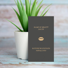 Minimal Elegant Mörk Grått Faux Guld Makeup Artist Visitkort