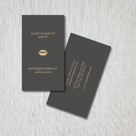 Minimal Elegant Mörk Grått Faux Guld Makeup Artist Visitkort