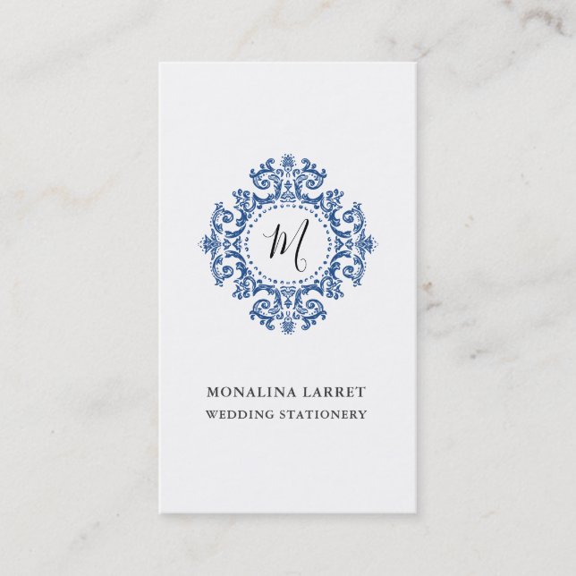 Minimal Elegant Ornamental Ram Monogram Visitkort (Framsida)