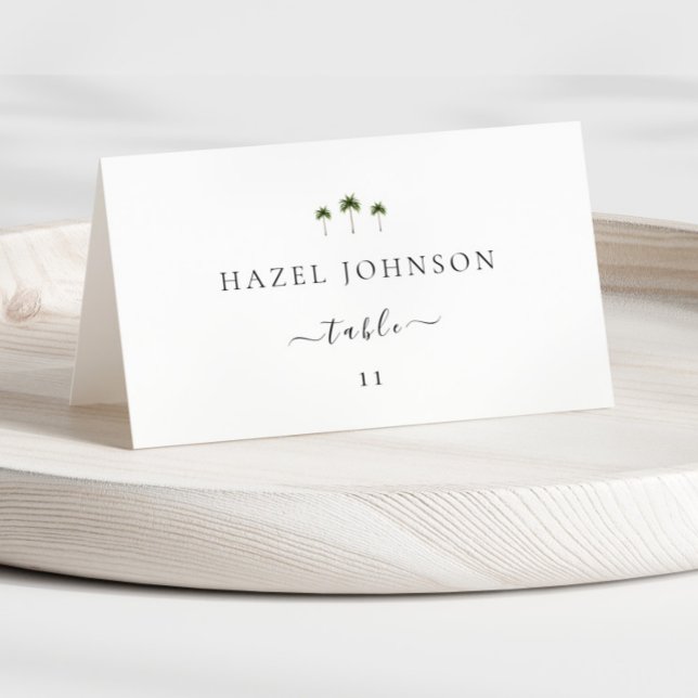 Minimal Elegant Palm Tree Wedding Place Cards Bordsnummer (Skapare uppladdad)