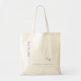 Minimal Elegant Pastel Dusky Blue Hearts Bröllop Tygkasse