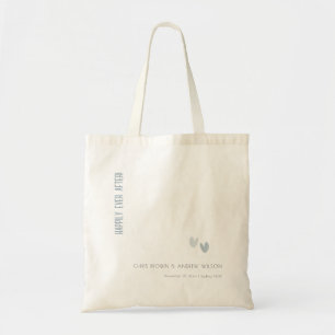 Minimal Elegant Pastel Dusky Blue Hearts Bröllop Tygkasse