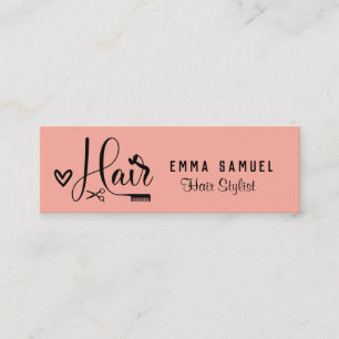 Minimal Elegant Peach Coral Hairstylist Mini Visitkort