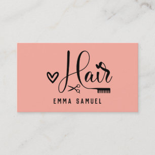 Minimal Elegant Peach Coral Hairstylist Visitkort