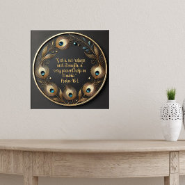 Minimal Elegant Peacock Feathers Bible Verse Poster