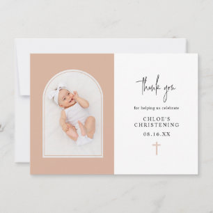 Minimal Elegant Rosa Arch Photo Christening Tack Kort