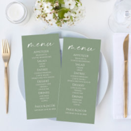 Minimal Elegant Sage Grönt Bröllop Food Menu (meny Meny