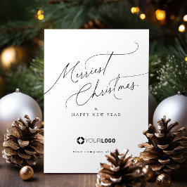 Minimal Elegant Script Merriest Christmas Company Julkort
