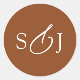 Minimal Elegant Script Monogram Runt Klistermärke